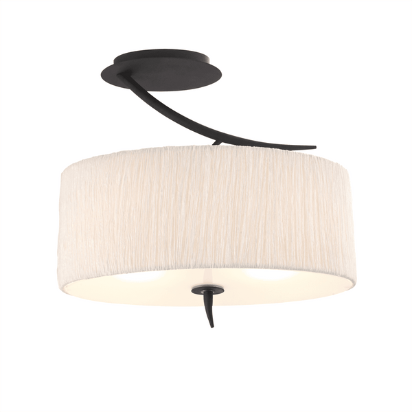 Eve Semi Flush Ceiling Light in Anthracite with White Oval Shade