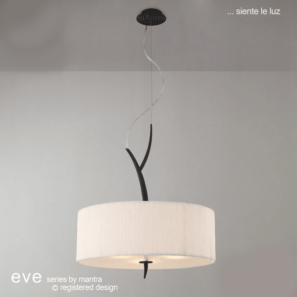 Eve 3 Light Pendant Light in Anthracite with White Round Shade
