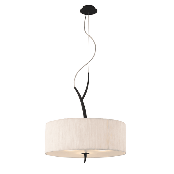 Eve 3 Light Pendant Light in Anthracite with White Round Shade