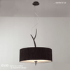 Eve 3 Light Pendant Light in Anthracite with Black Round Shade