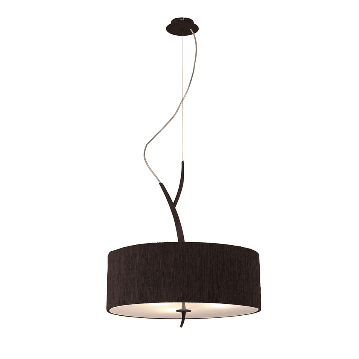Eve 3 Light Pendant Light in Anthracite with Black Round Shade