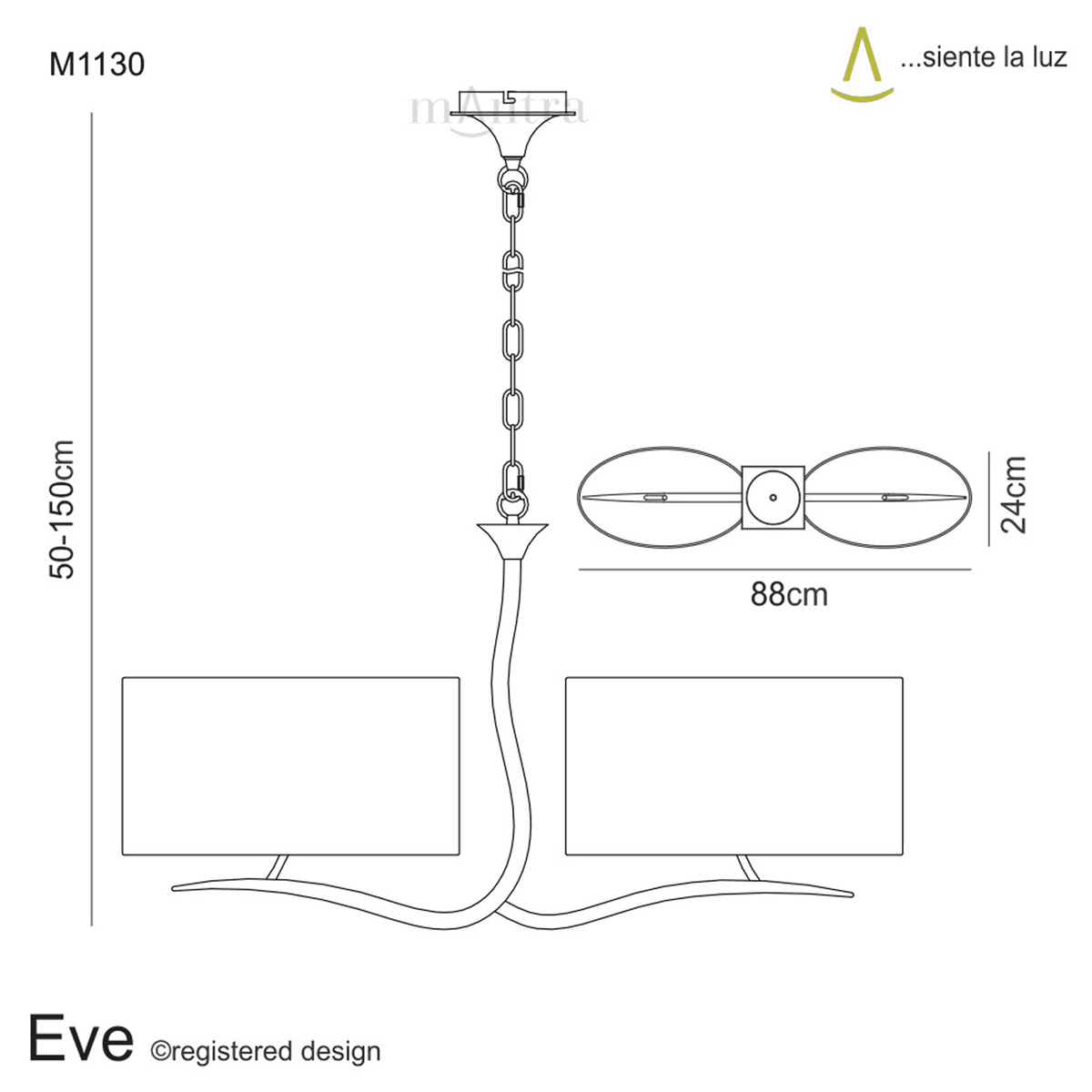 Eve Double Pendant Light in Chrome with Black Oval Shades