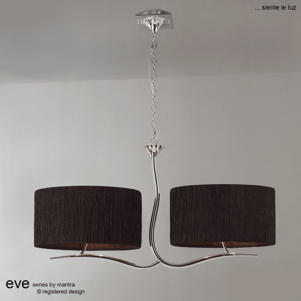 Eve Double Pendant Light in Chrome with Black Oval Shades