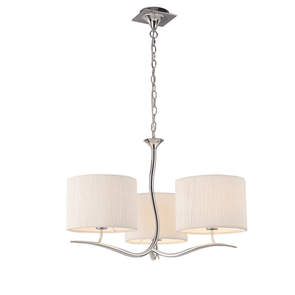 Eve Triple Pendant Light in Chrome with White Round Shades