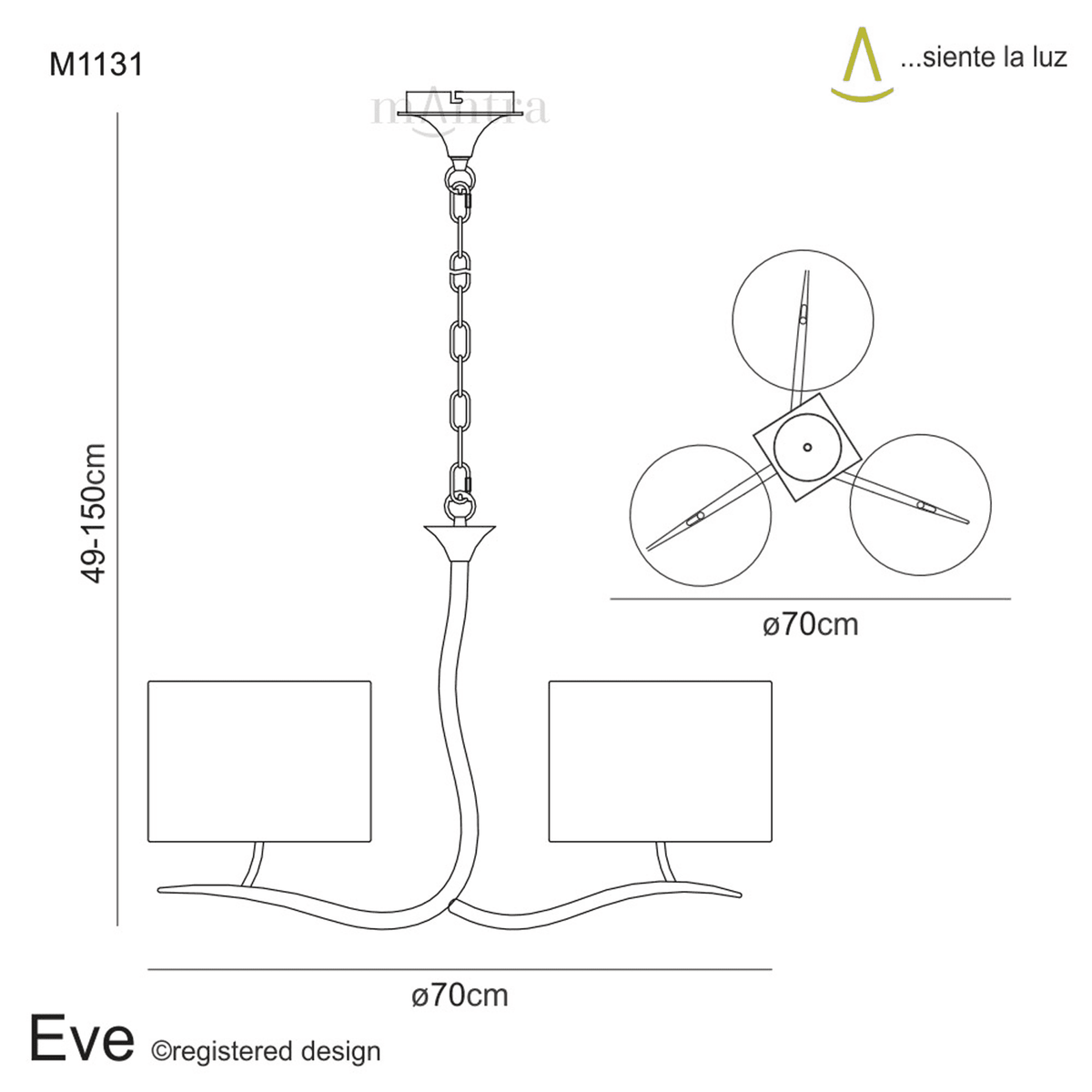 Eve Triple Pendant Light in Chrome with Black Round Shades