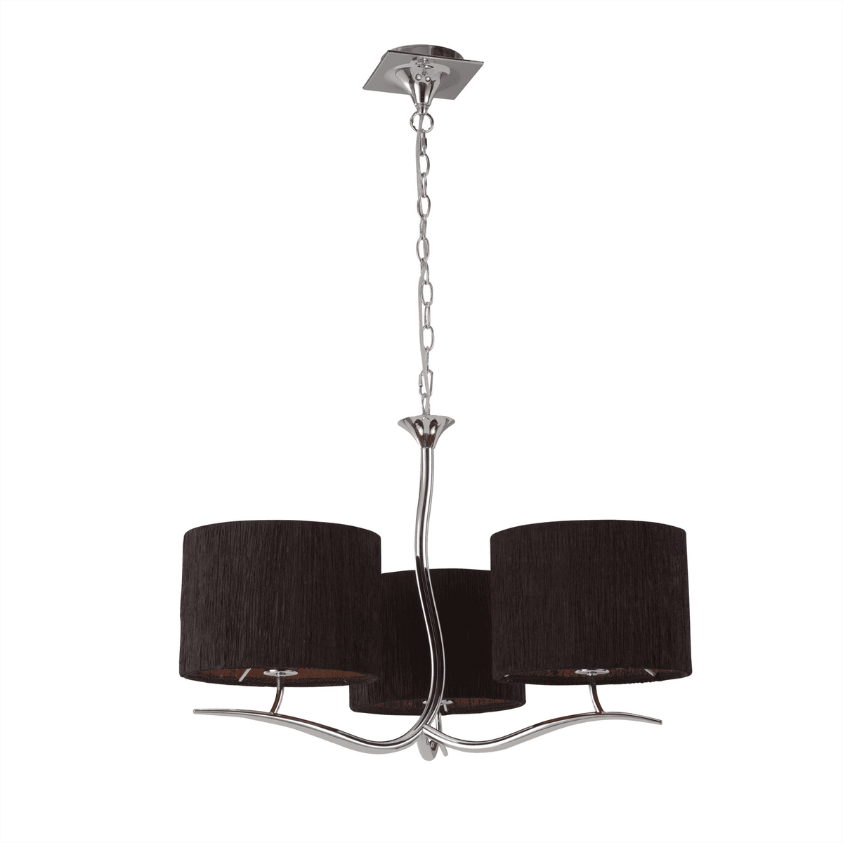 Eve Triple Pendant Light in Chrome with Black Round Shades