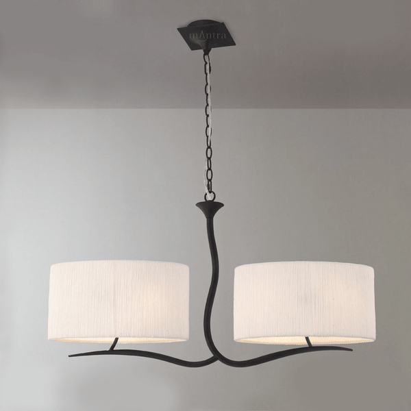 Eve Double Pendant Light in Anthracite with White Oval Shades