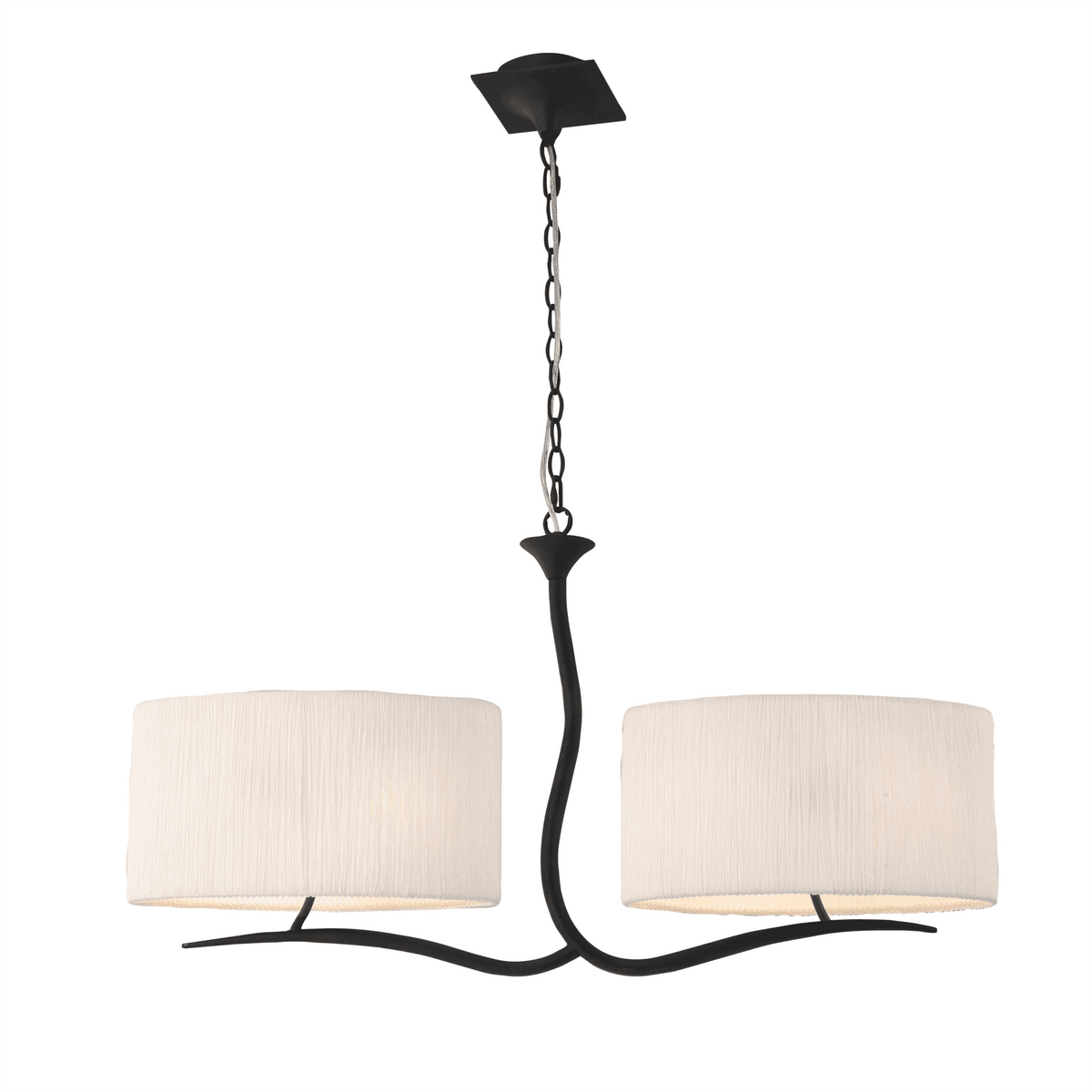Eve Double Pendant Light in Anthracite with White Oval Shades