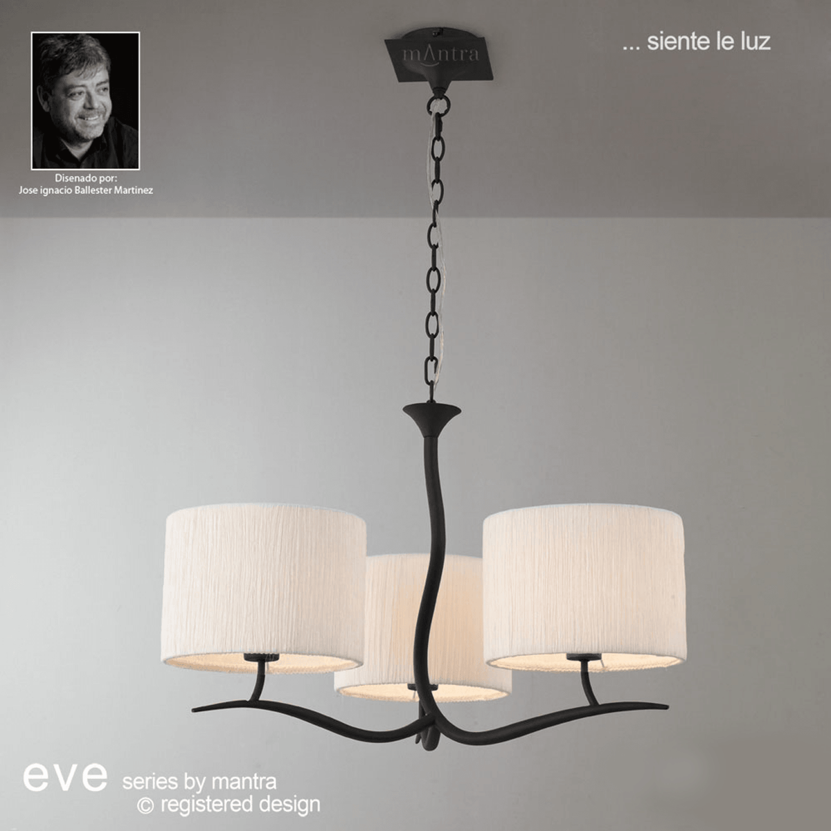 Eve Triple Pendant Light in Anthracite with White Round Shades