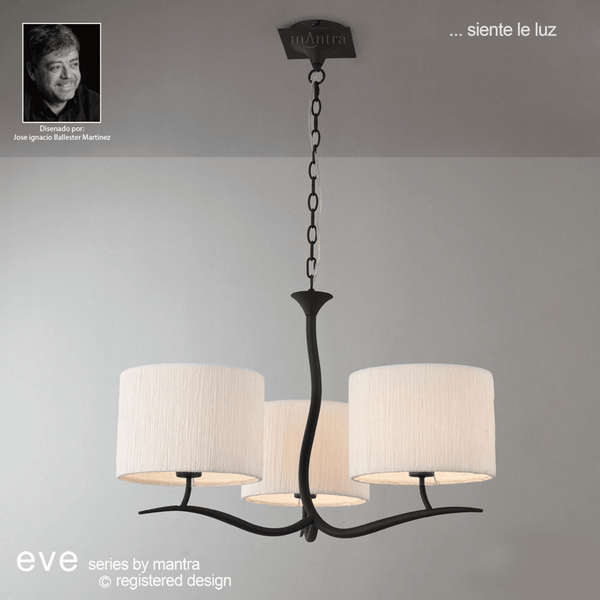 Eve Triple Pendant Light in Anthracite with White Round Shades