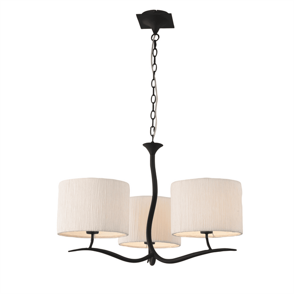 Eve Triple Pendant Light in Anthracite with White Round Shades