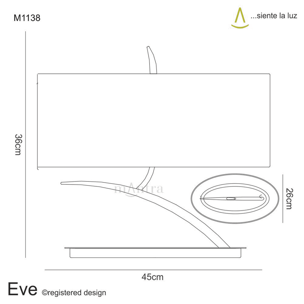 Eve Small Table Lamp in Chrome with White Oval Shade