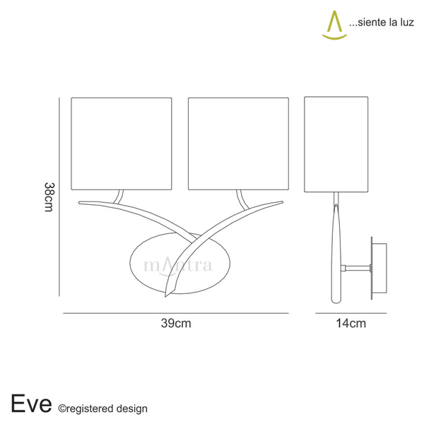 Eve Double Switched Wall Light in Chrome with Black Oval Shades