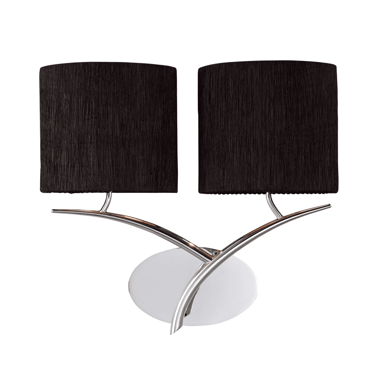 Eve Double Switched Wall Light in Chrome with Black Oval Shades