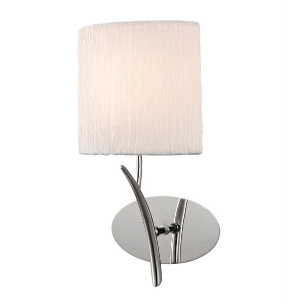 Eve Single Switched Wall Light in Chrome with White Oval Shade