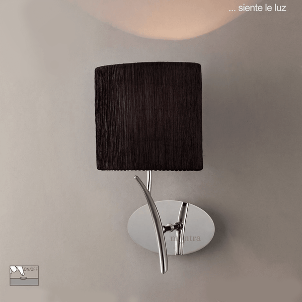 Eve Single Switched Wall Light in Chrome with Black Oval Shade