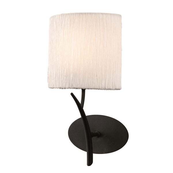 Eve Single Switched Wall Light in Anthracite with White Oval Shade