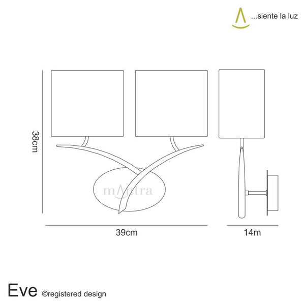 Eve Double Switched Wall Light in Anthracite with White Oval Shades