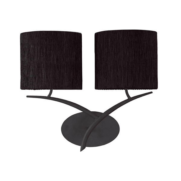 Eve Double Switched Wall Light in Anthracite with Black Oval Shades