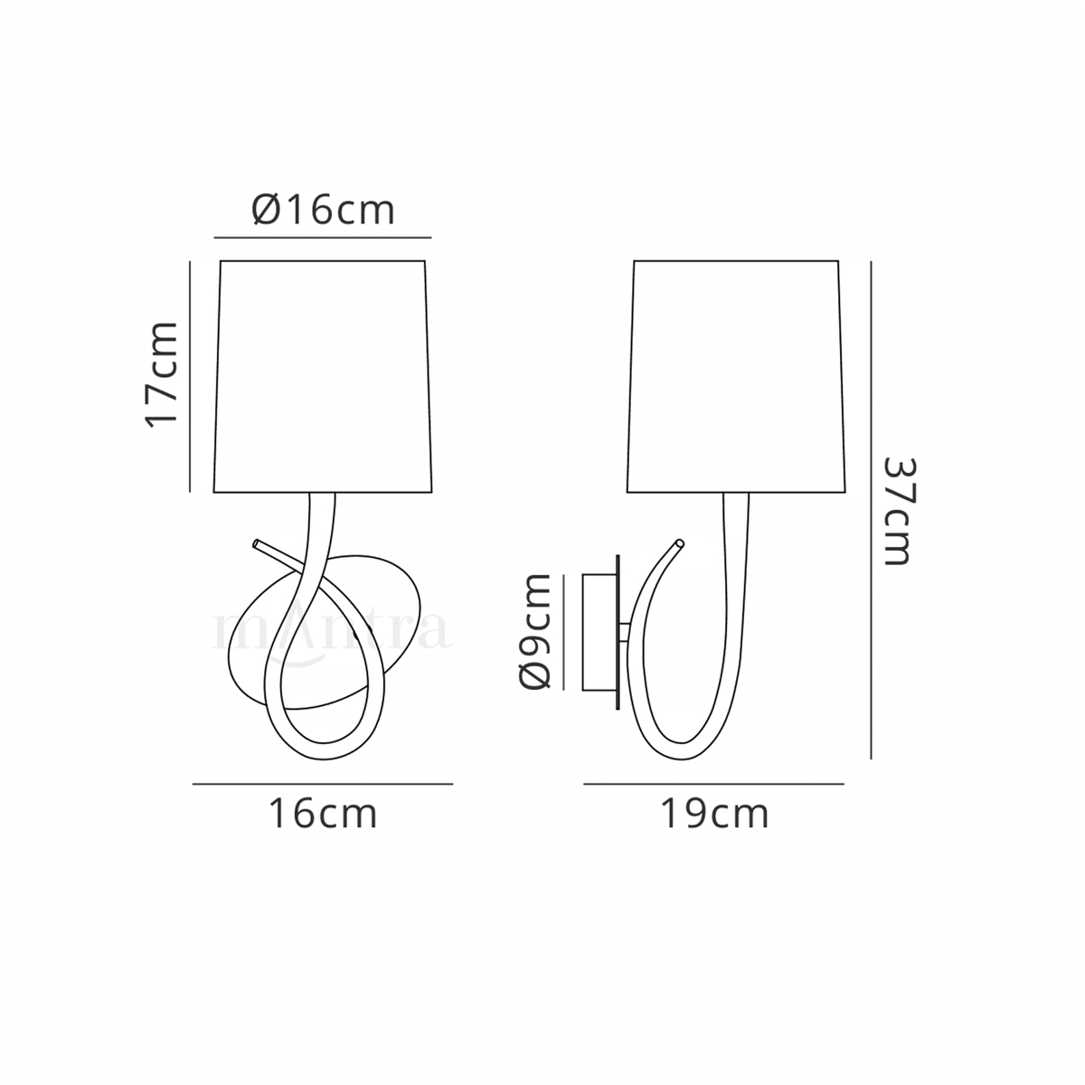 Lua Switched Single Wall Light in Satin Nickel