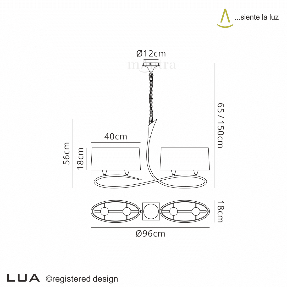 Lua Double Arm 4 Light Pendant in Satin Nickel
