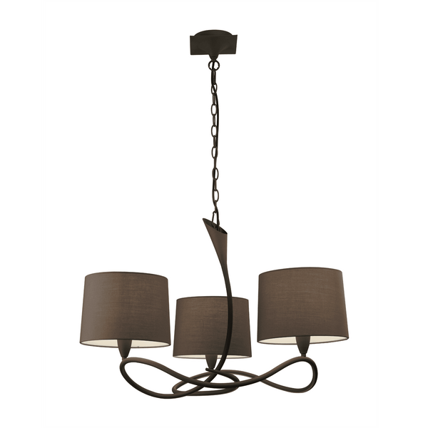 Lua Three Arm Pendant Light in Ash Grey