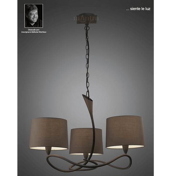 Lua Three Arm Pendant Light in Ash Grey