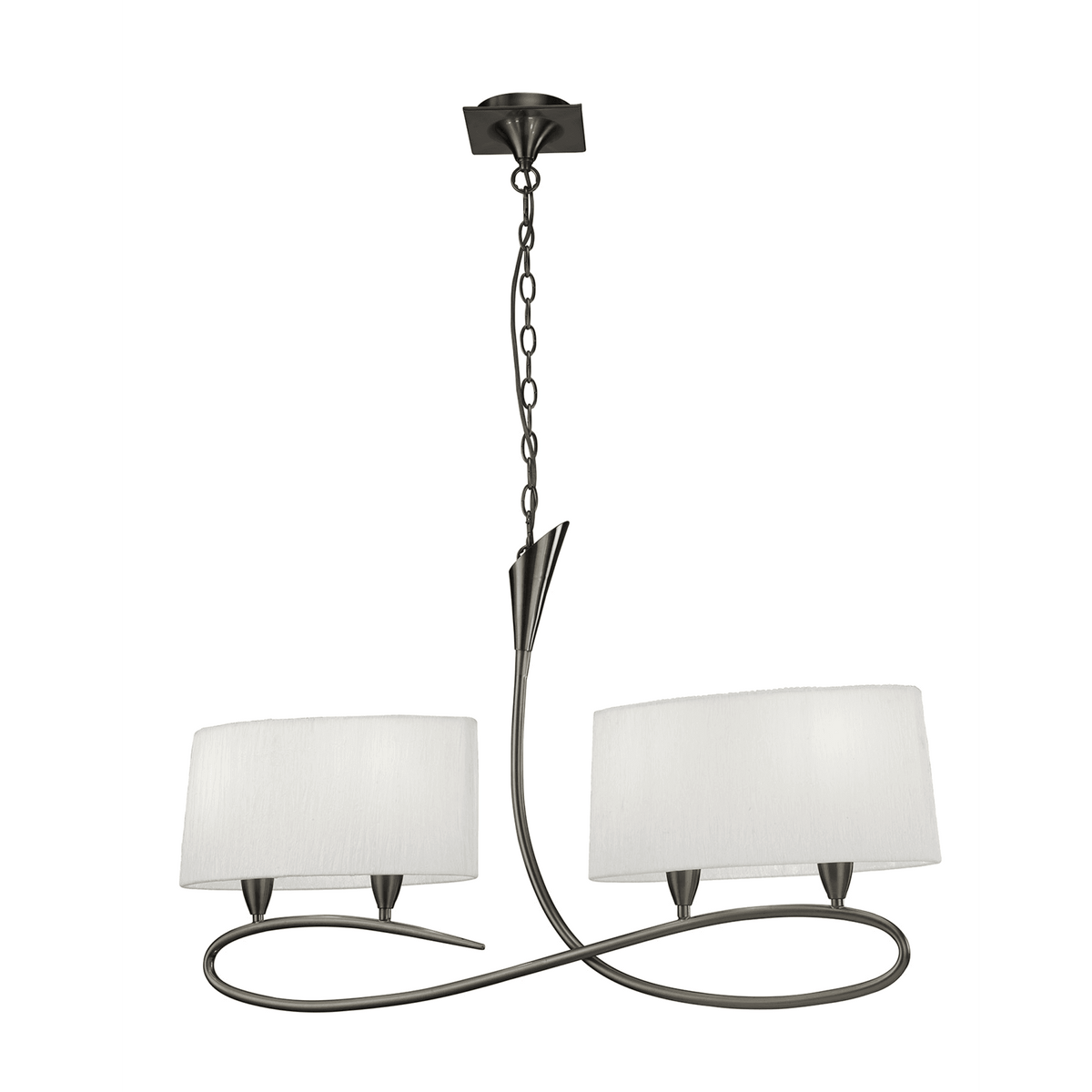 Lua Double Arm 4 Light Pendant in Satin Nickel