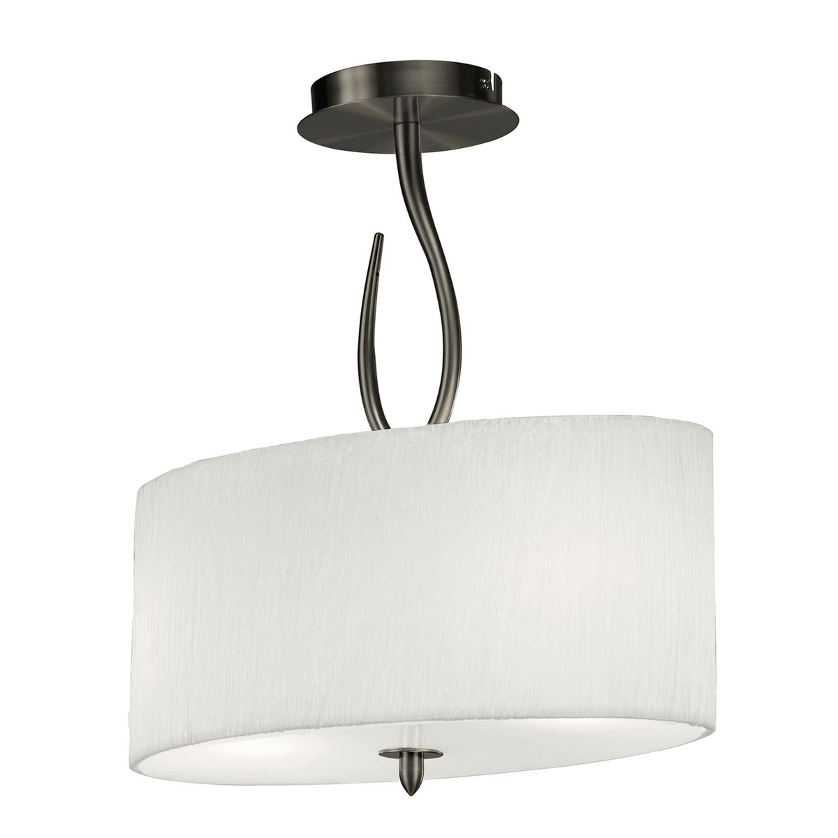 Lua Semi Flush 2 Light Ceiling Light in Satin Nickel