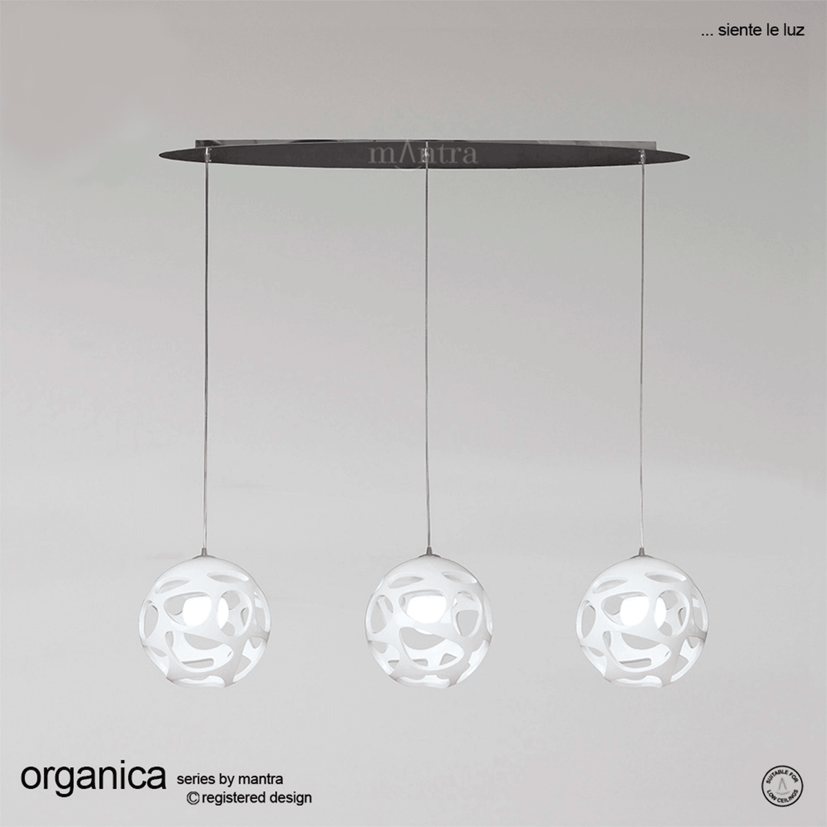 Organica Triple Bar Globe Pendant in Gloss White