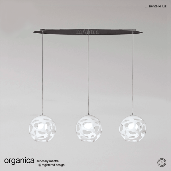 Organica Triple Bar Globe Pendant in Gloss White