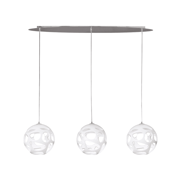 Organica Triple Bar Globe Pendant in Gloss White