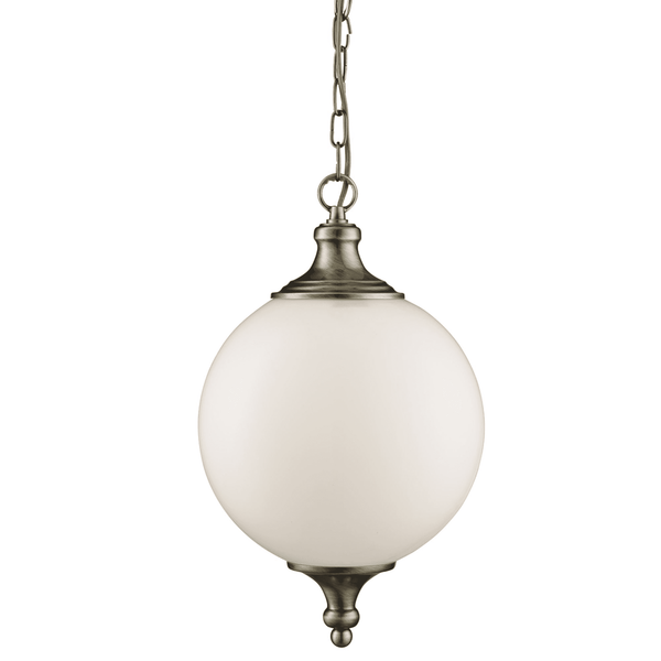 Atom Antique Brass Pendant With Opal Glass Sphere