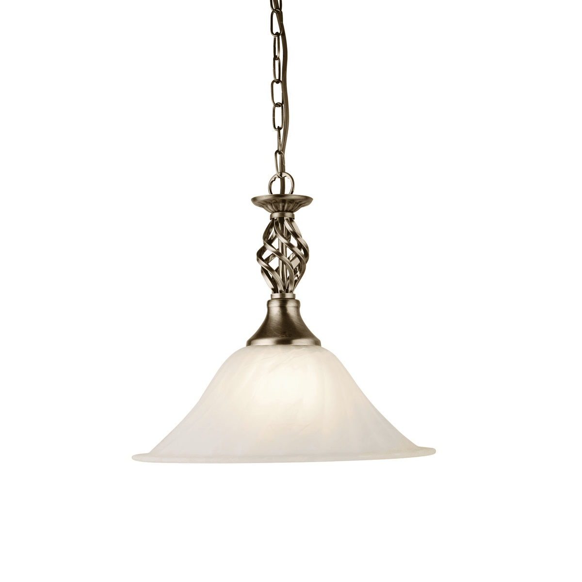 Cameroon Antique Brass Pendant With Marble Glass Shade