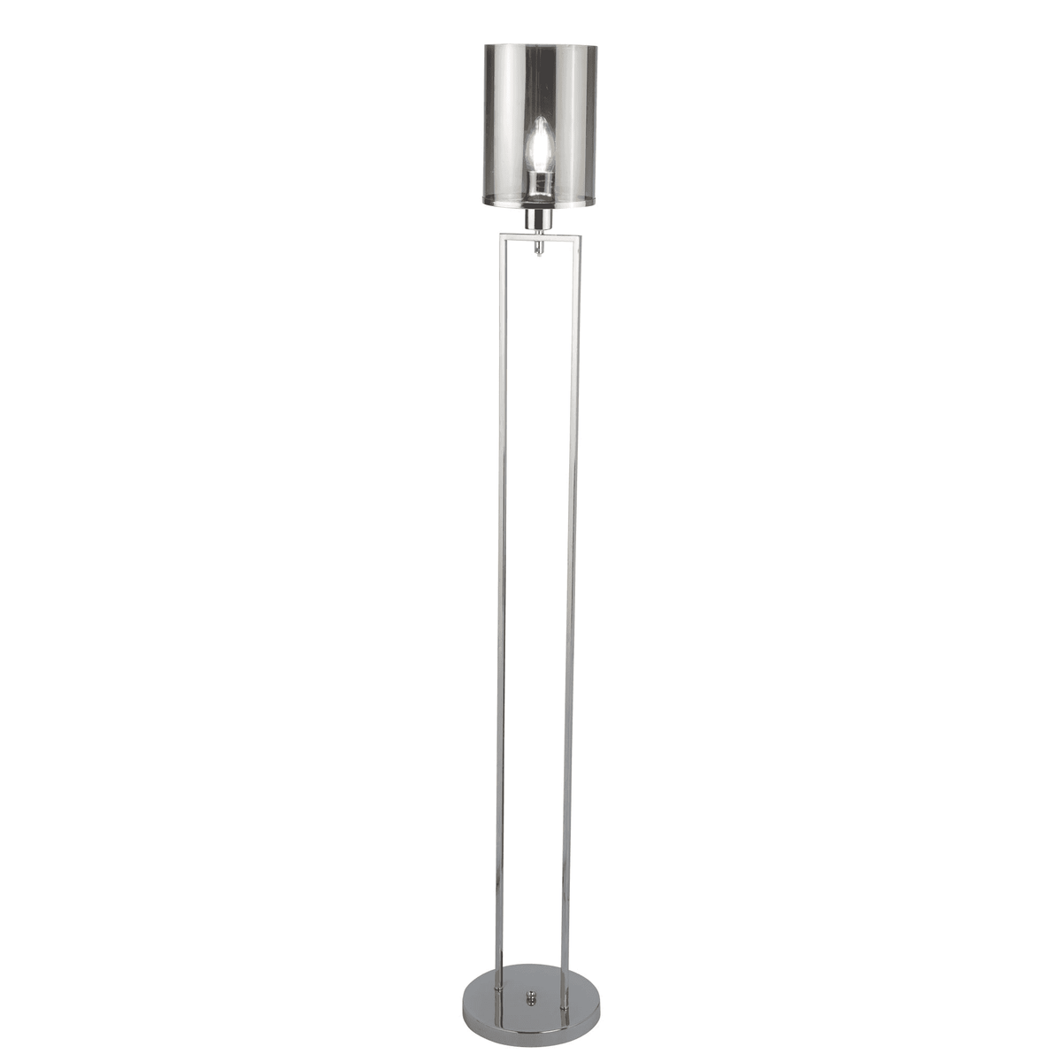 Catalina Floor Lamp in Chrome with Smoked Glass Shade
