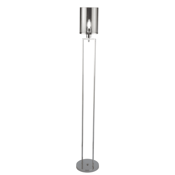 Catalina Floor Lamp in Chrome with Smoked Glass Shade