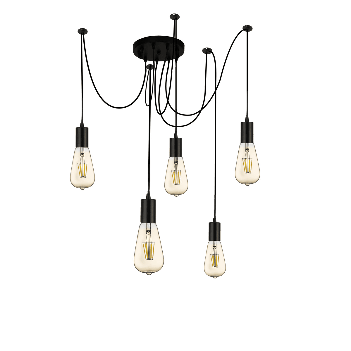 Squiggle Five Light Pendant In Black