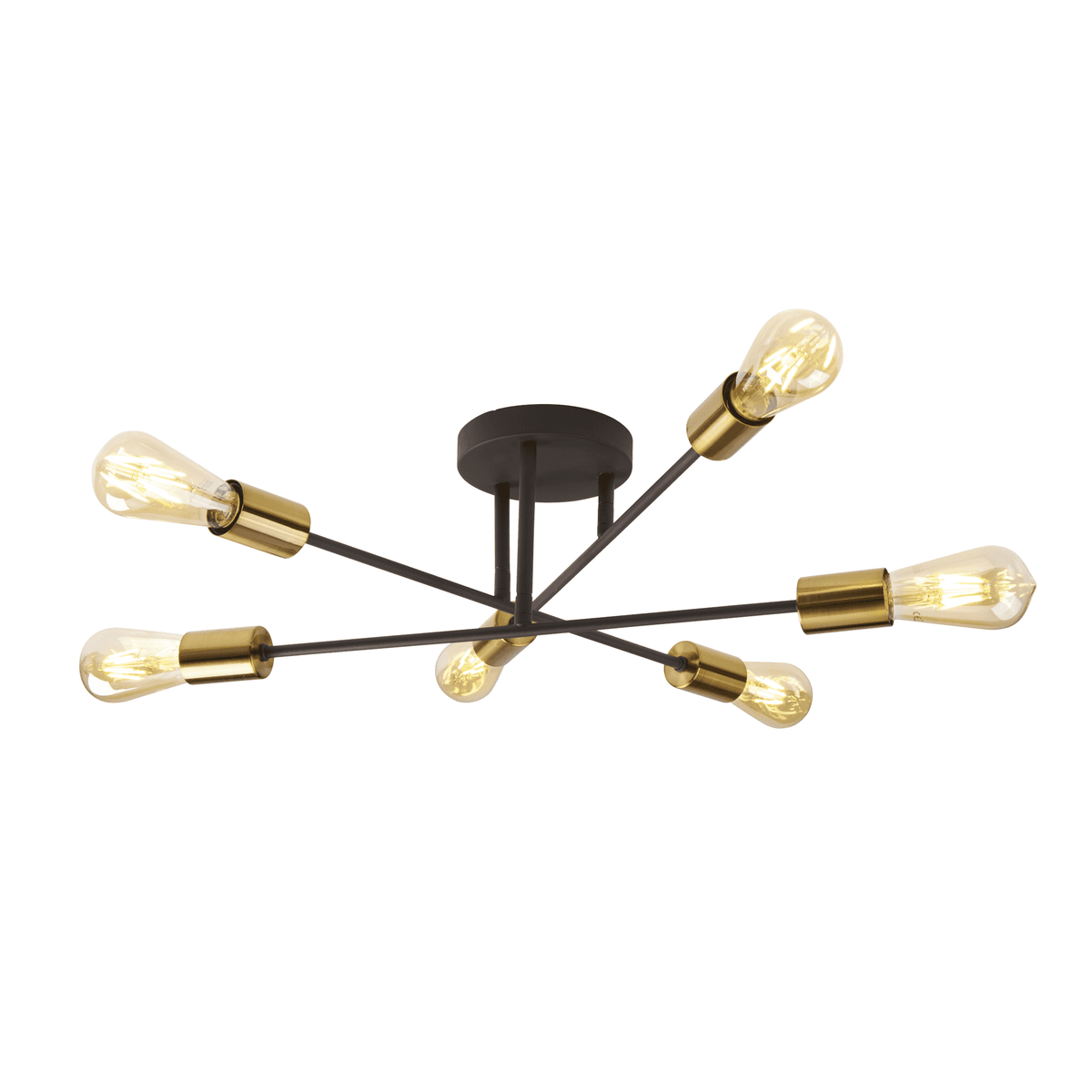 Armstrong Six Light Ceiling Light In Black And Satin Brass
