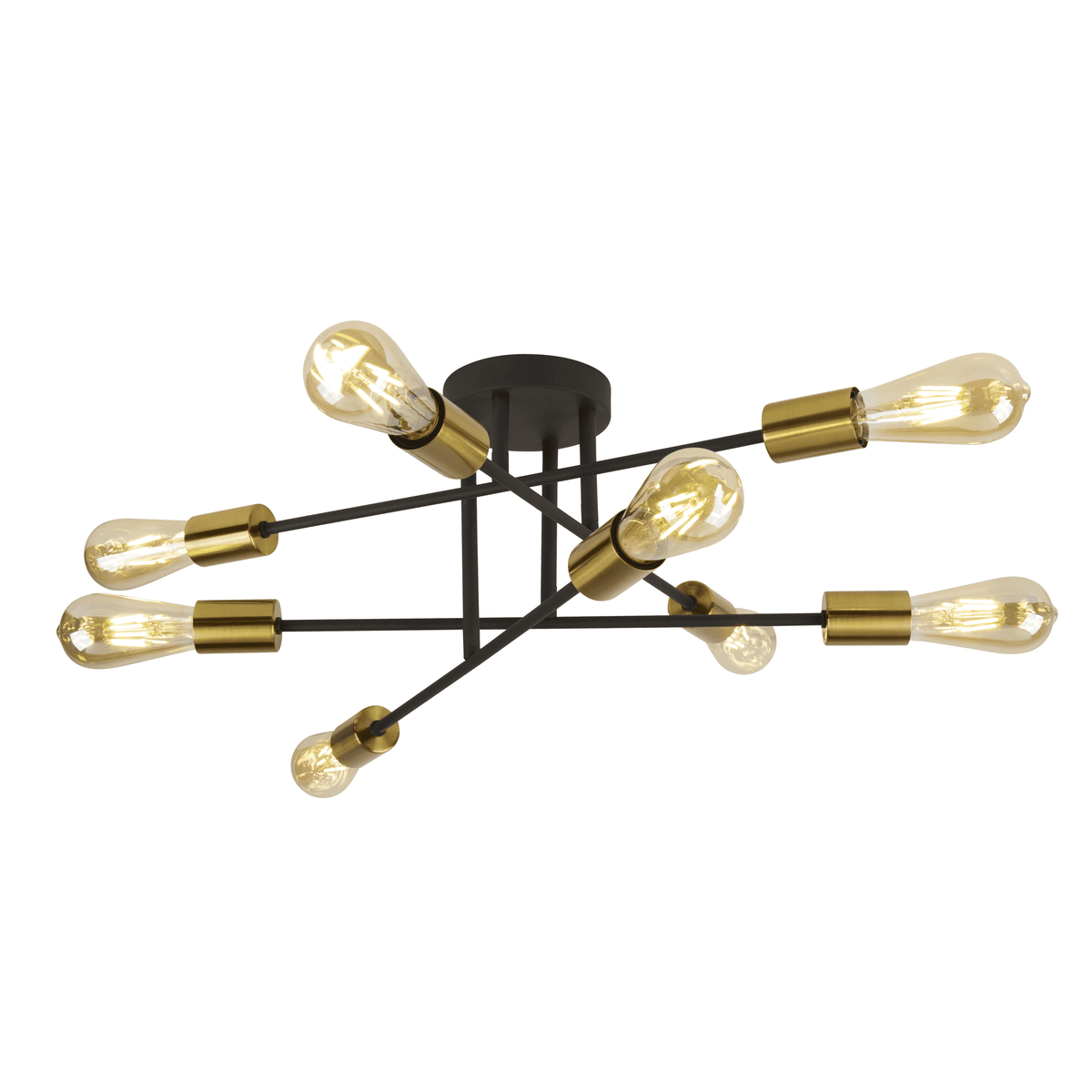 Armstrong Eight Light Ceiling Light In Black And Satin Brass