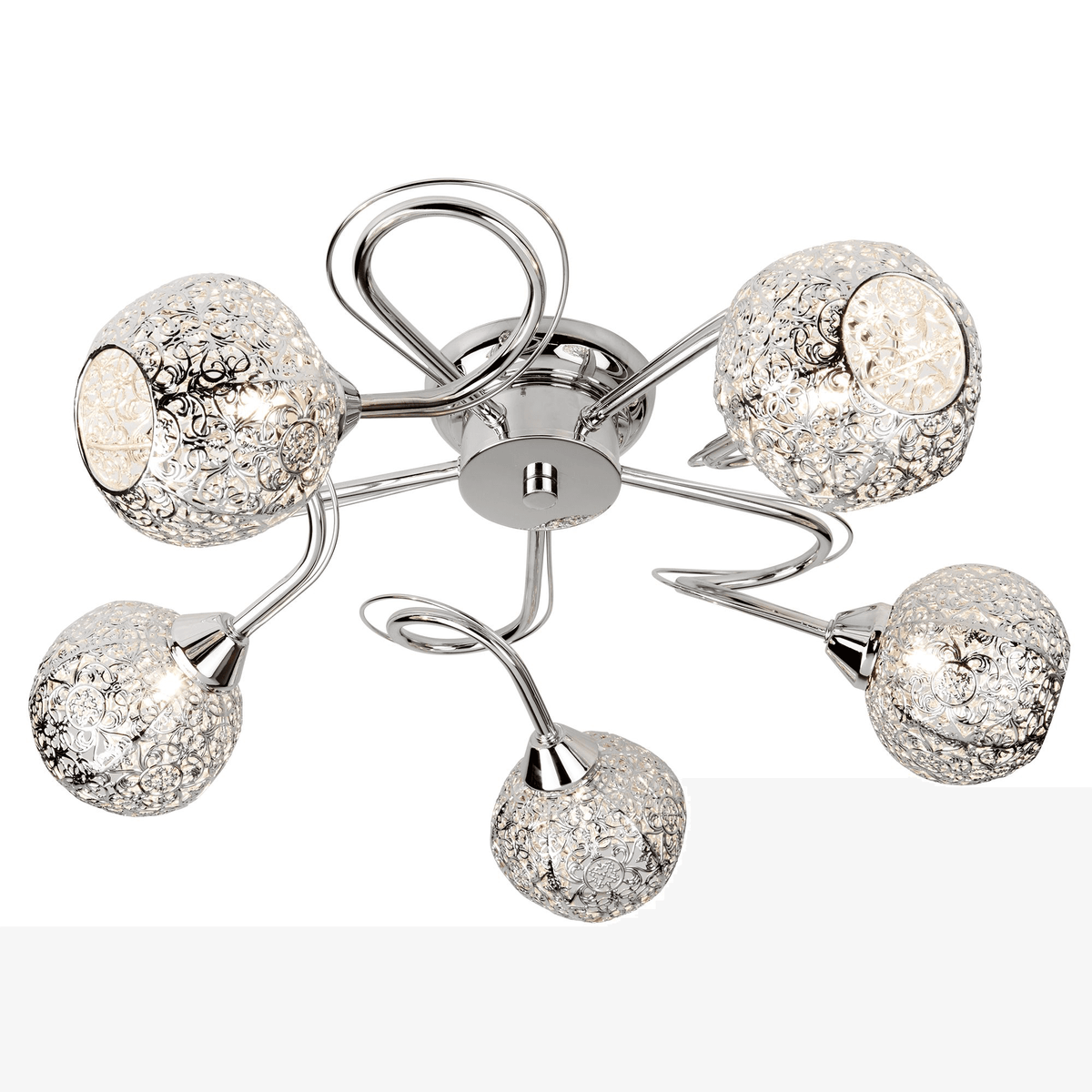 Souk Five Light Ceiling Light In Chrome With Fretwork Pattern Shade