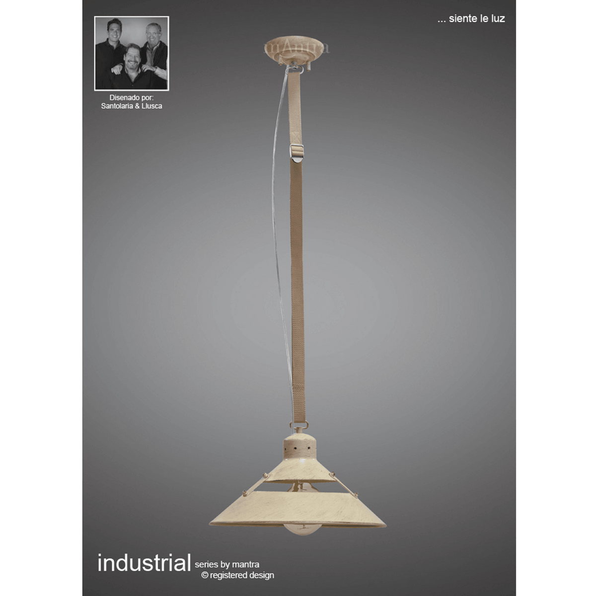 Industrial Large Single Belt Pendant in Sand Metal