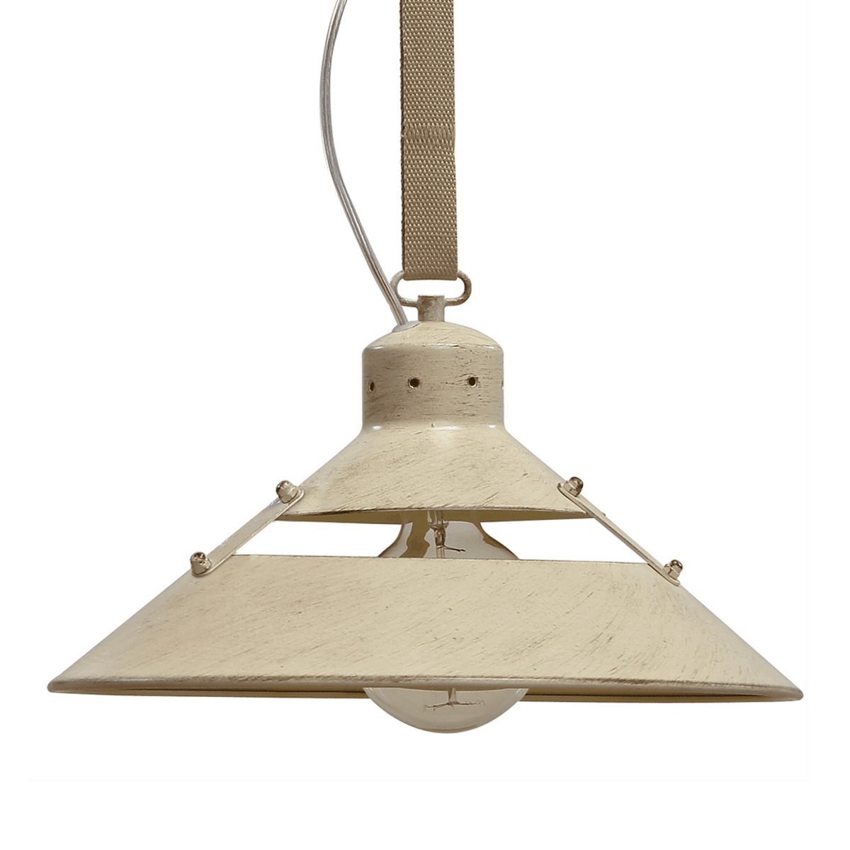 Industrial Large Single Belt Pendant in Sand Metal