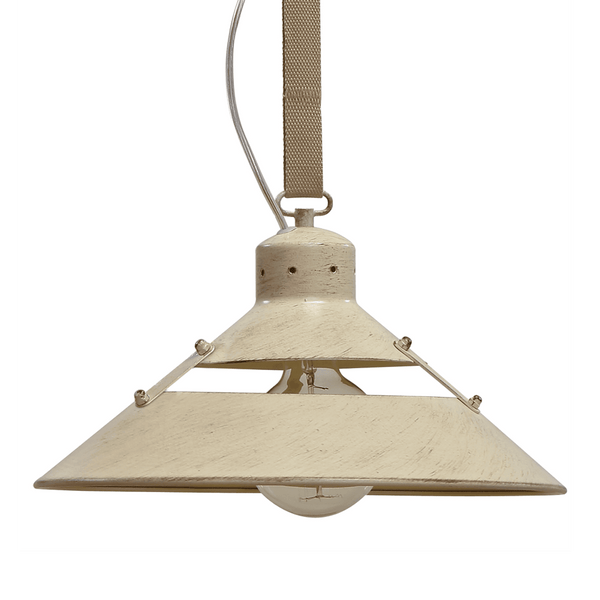 Industrial Large Single Belt Pendant in Sand Metal
