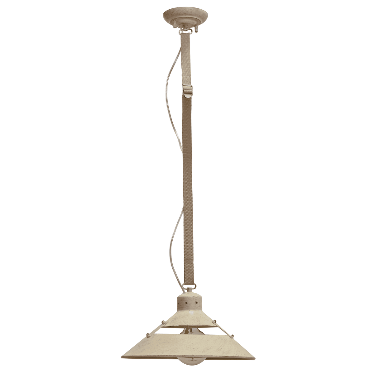 Industrial Large Single Belt Pendant in Sand Metal