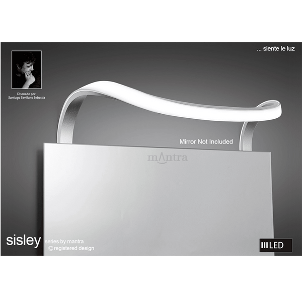 A close-up of the Sisley LED light with a mirror in front of a dark background.