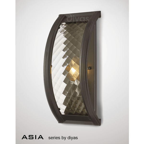 Asia Wall Light in Oiled Bronze and Squared Glass