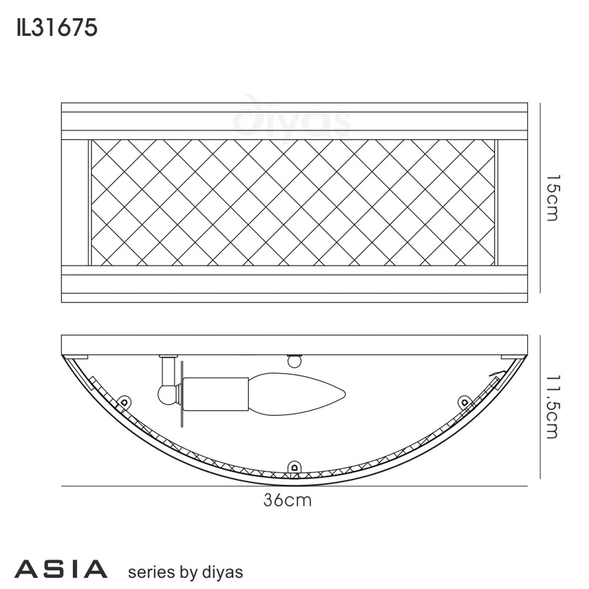 Asia Wall Light in Oiled Bronze and Squared Glass