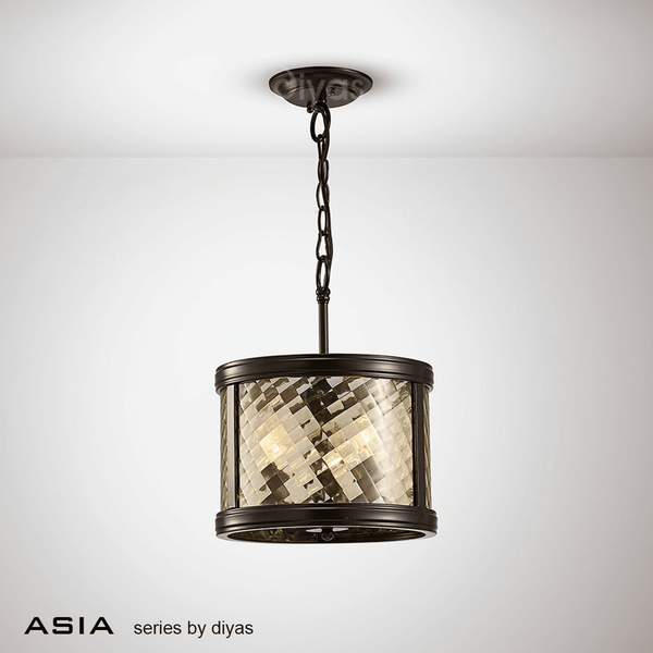 Asia Small Pendant or Semi Flush in Oiled Bronze