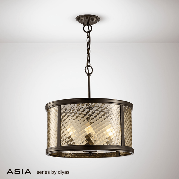 Asia 4 Light Pendant Light in Oiled Bronze