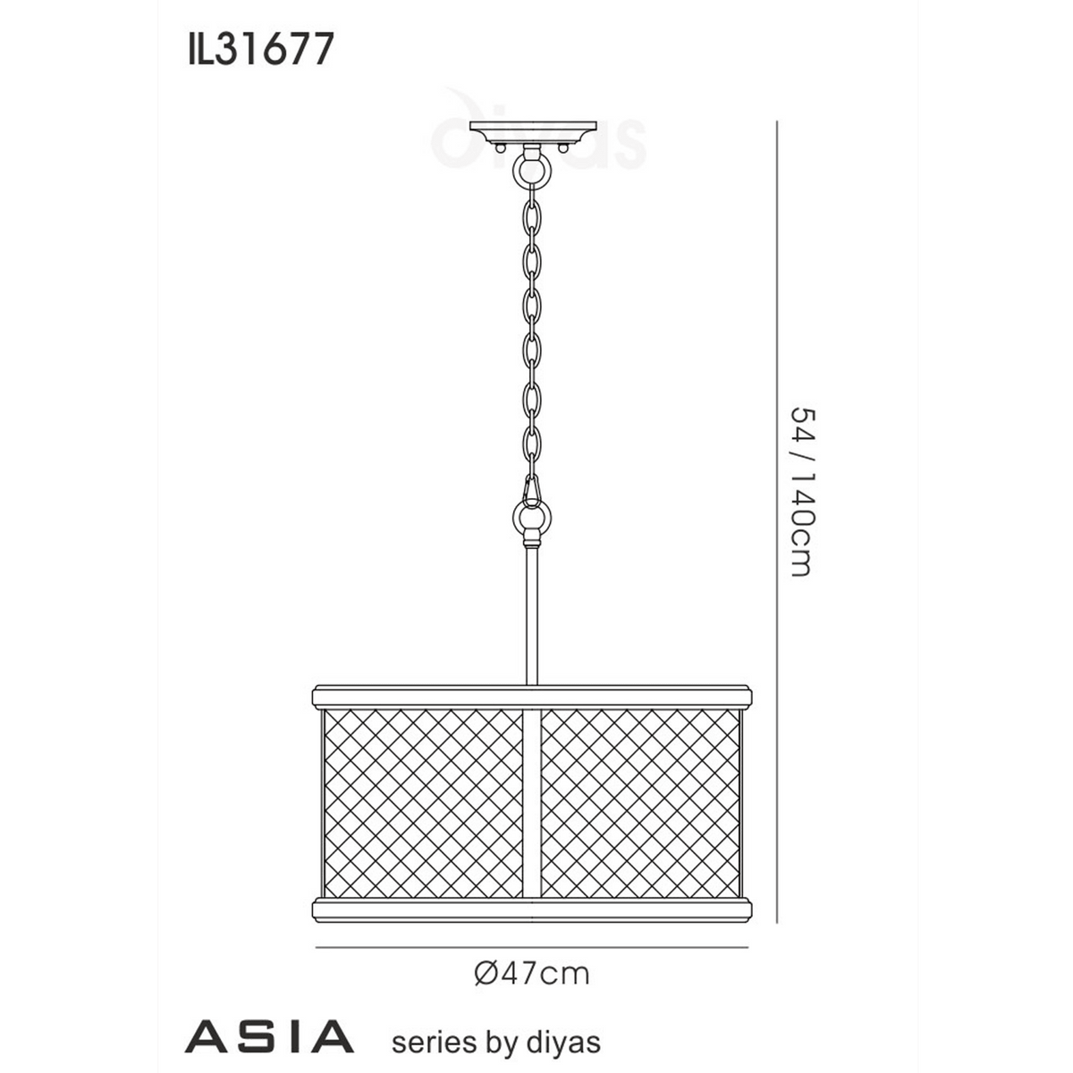 Asia 4 Light Pendant Light in Oiled Bronze